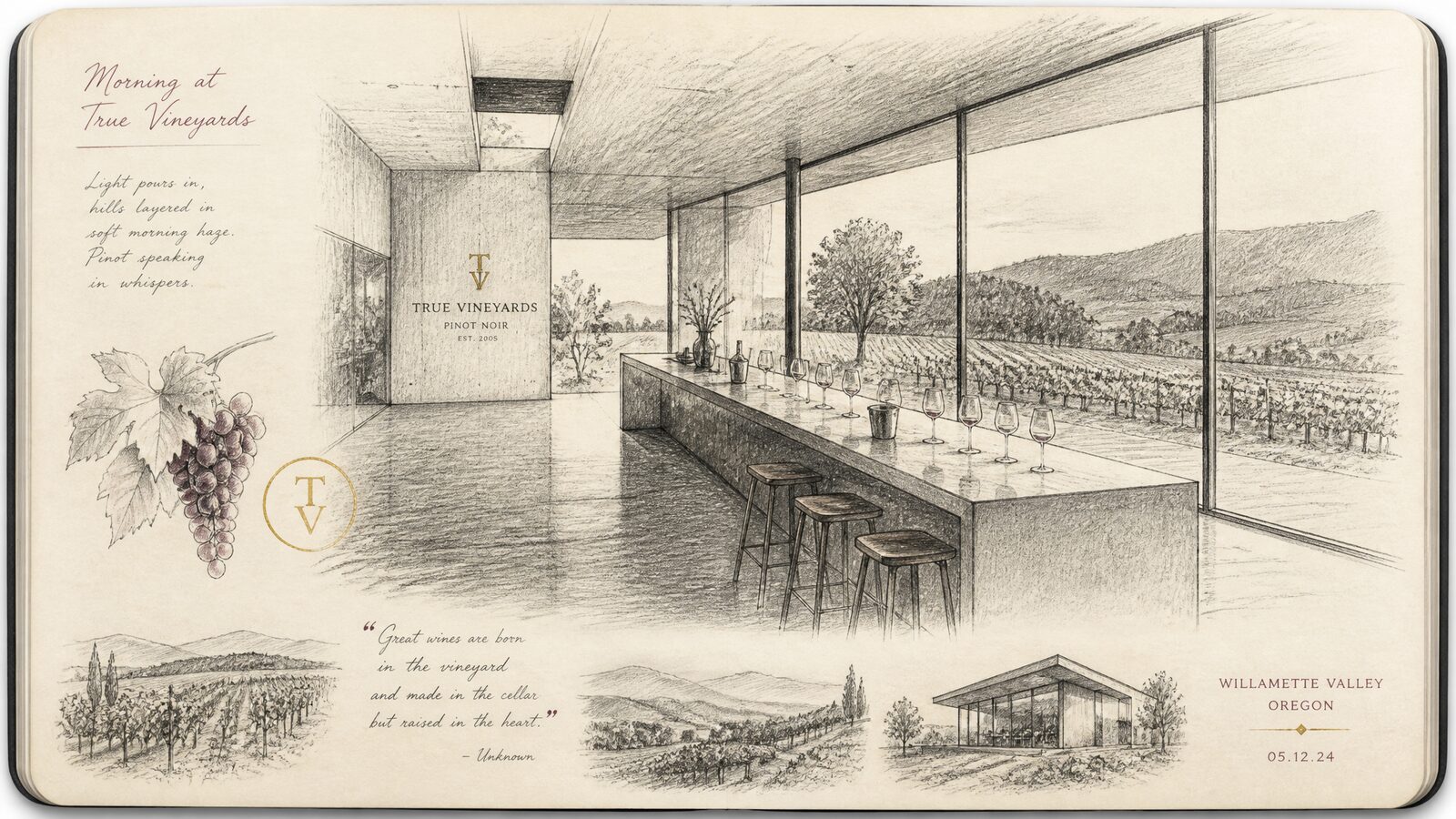 Shaw and Smith tasting room pencil sketch